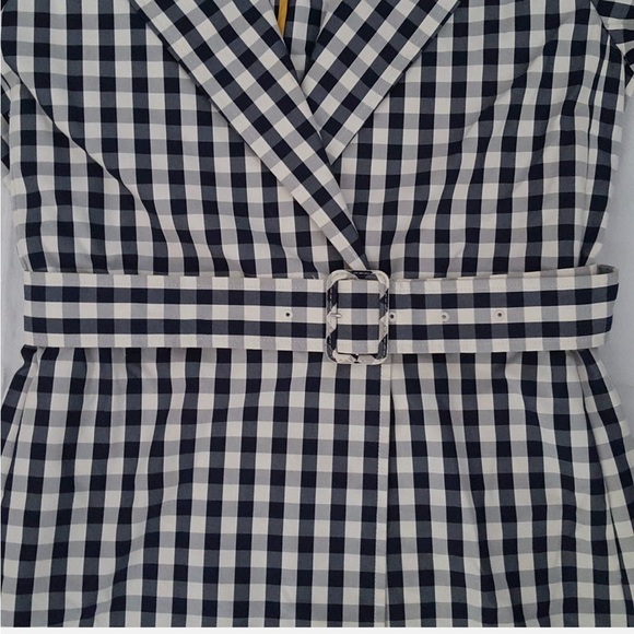 Brooks Brothers Red Fleece Blue & White Checked Women\'s Sz 8 Belted Trench Coat